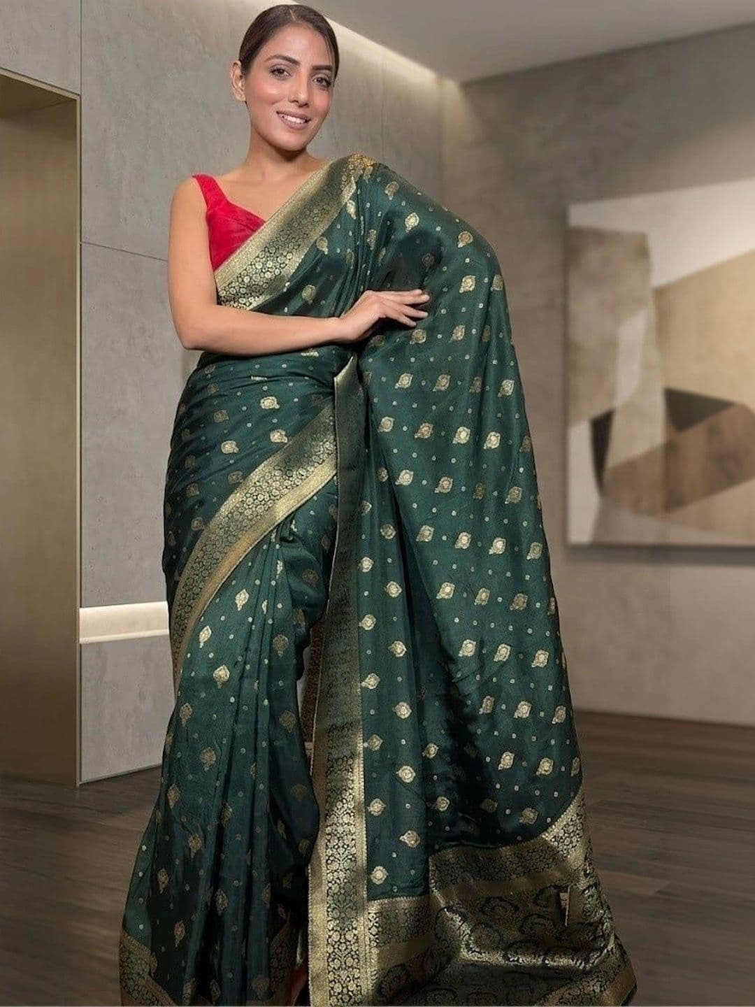 Eecoo Woven Design Zari Art Silk Banarasi Saree - view 1