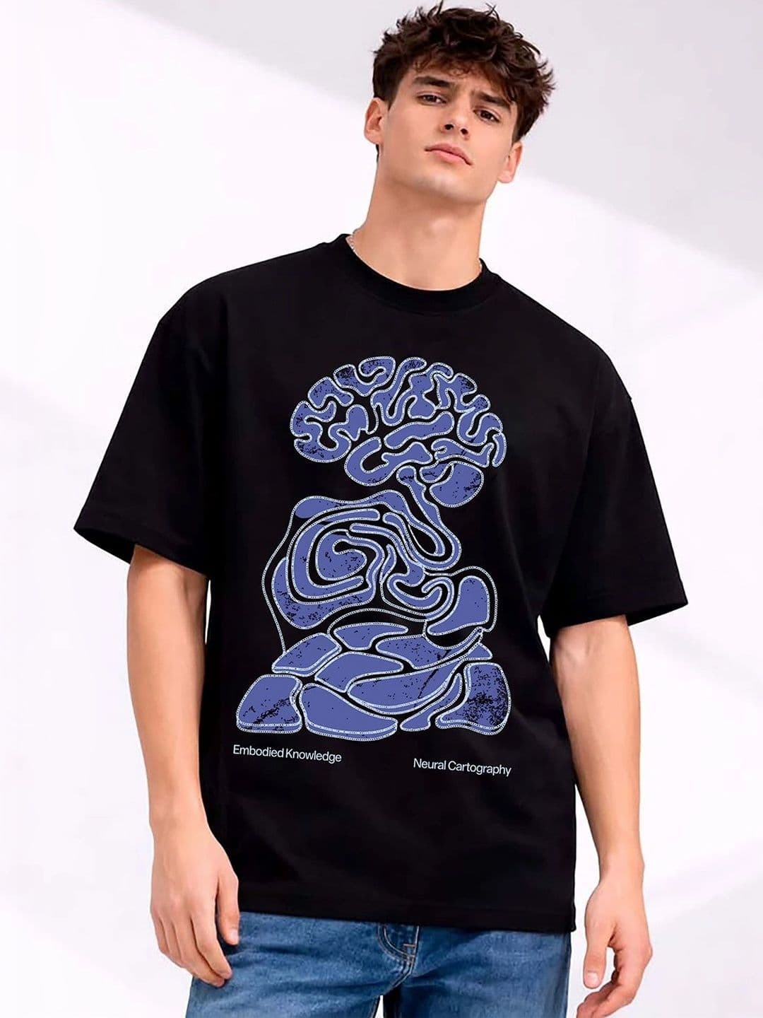 Mast & Harbour Men Printed Drop-Shoulder Sleeves T-shirt - view 1