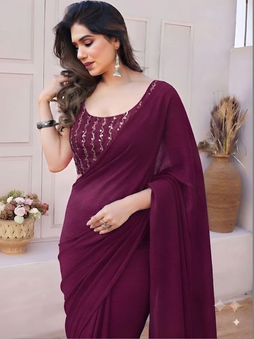 VRAGI Sequinned Saree thumbnail 3
