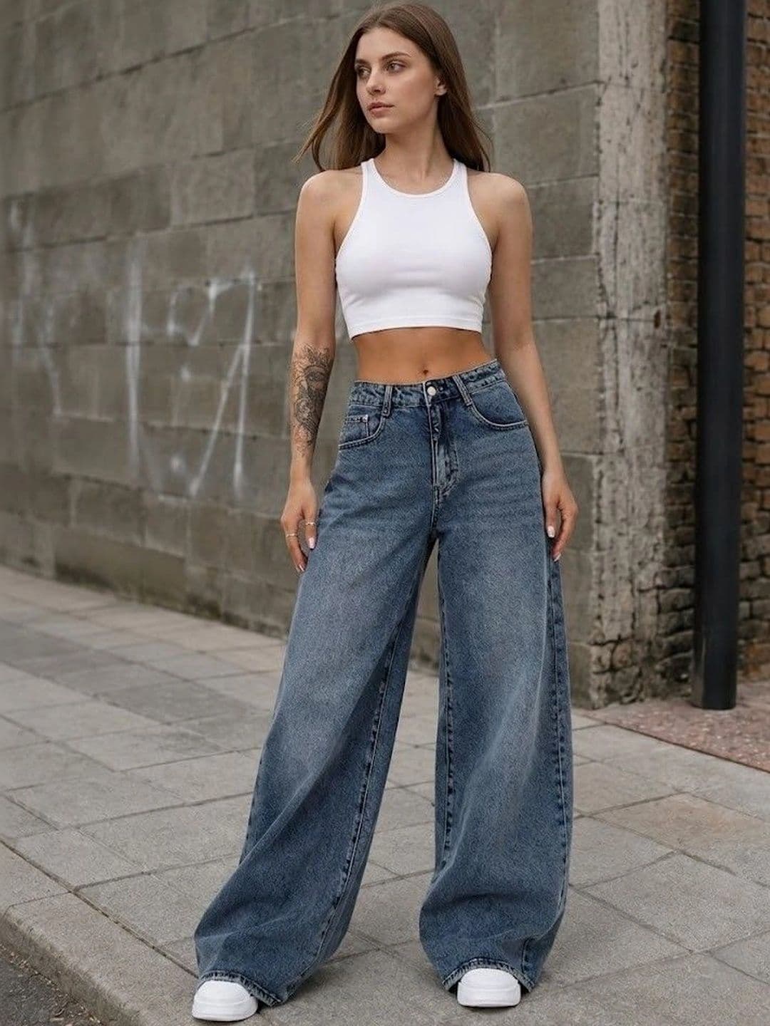 The Roadster Lifestyle Co Women Pure Cotton Clean Look Wide Leg Fit Jeans - view 1