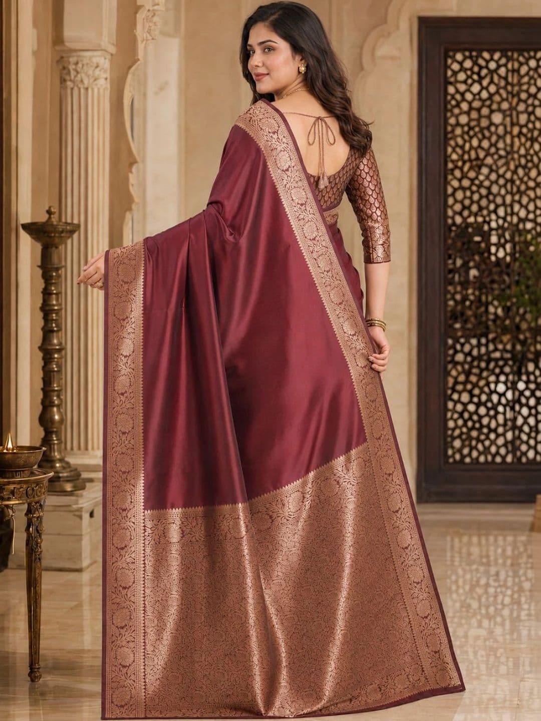 IKSHARA Woven Design Zari Art Silk Banarasi Saree thumbnail 3