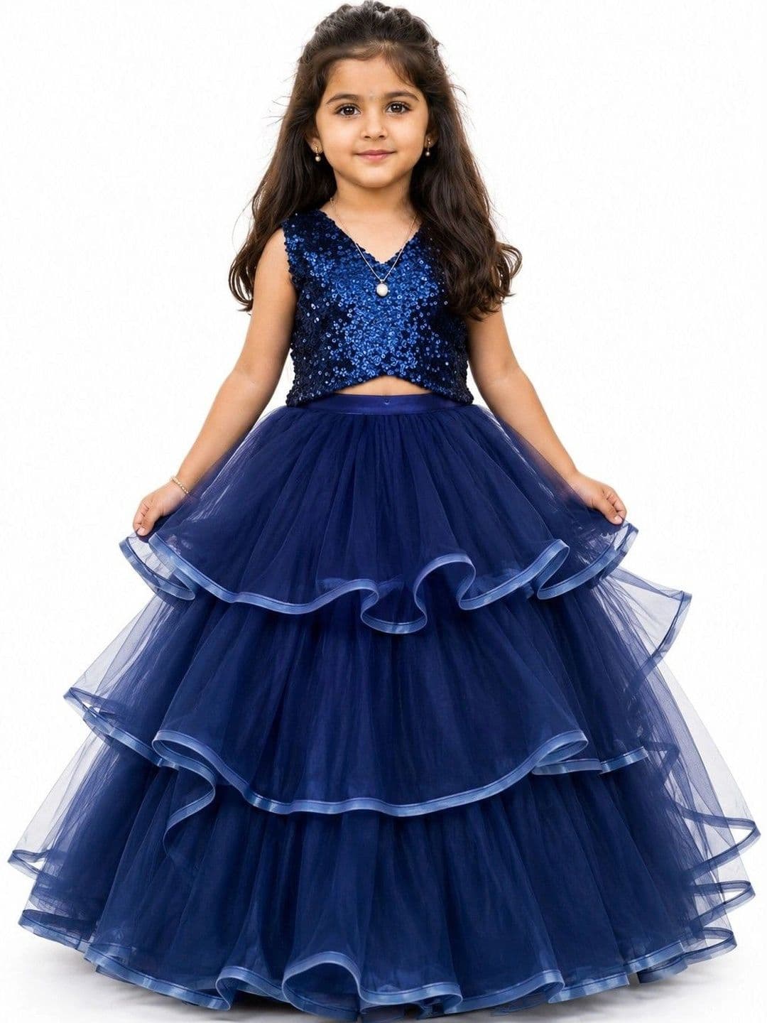 Poppy & Munchkin Munchkin Girls Embellished Sequinned Ready to Wear Lehenga - view 1
