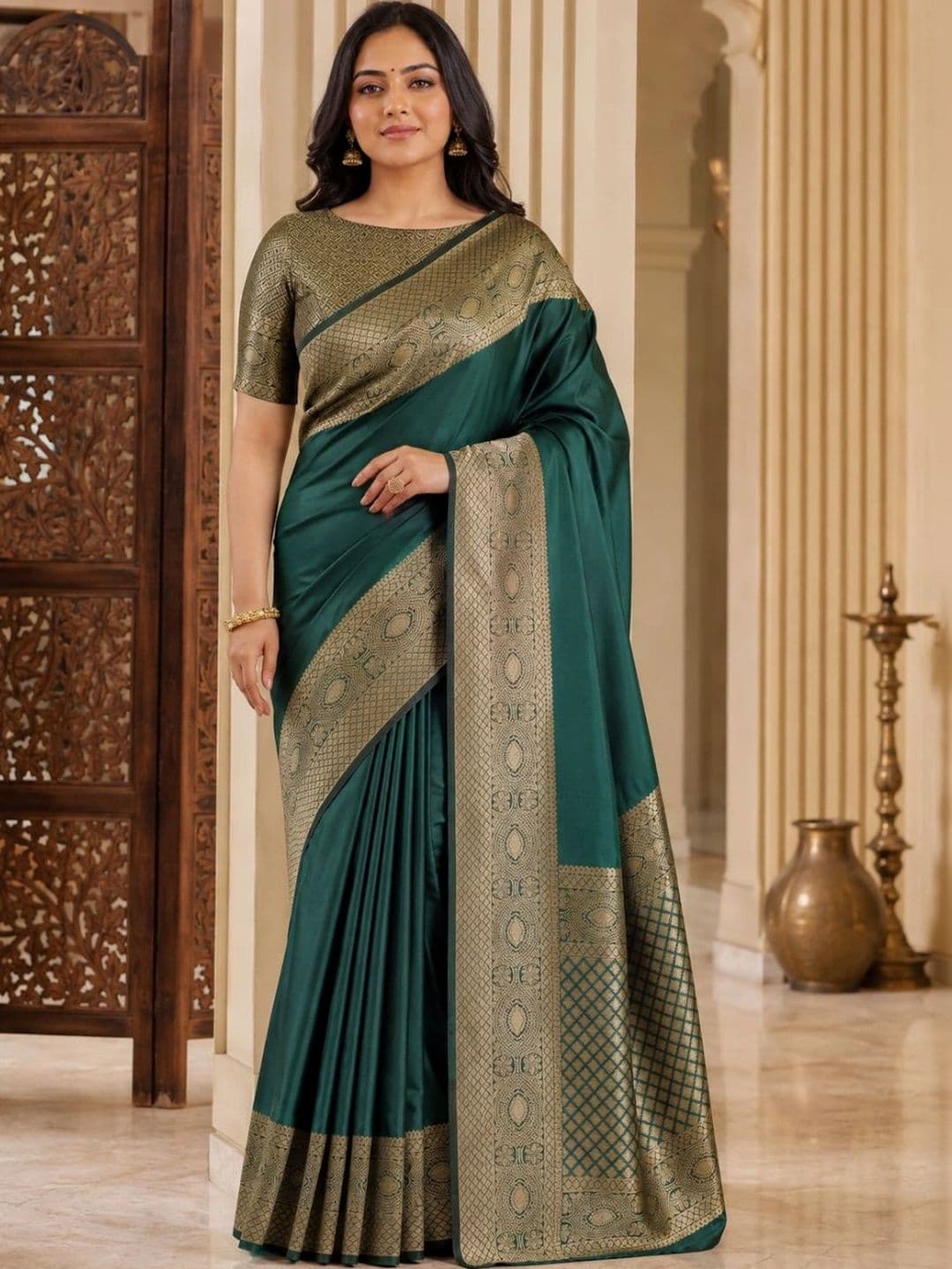 IKSHARA Woven Design Zari Art Silk Banarasi Saree thumbnail 5