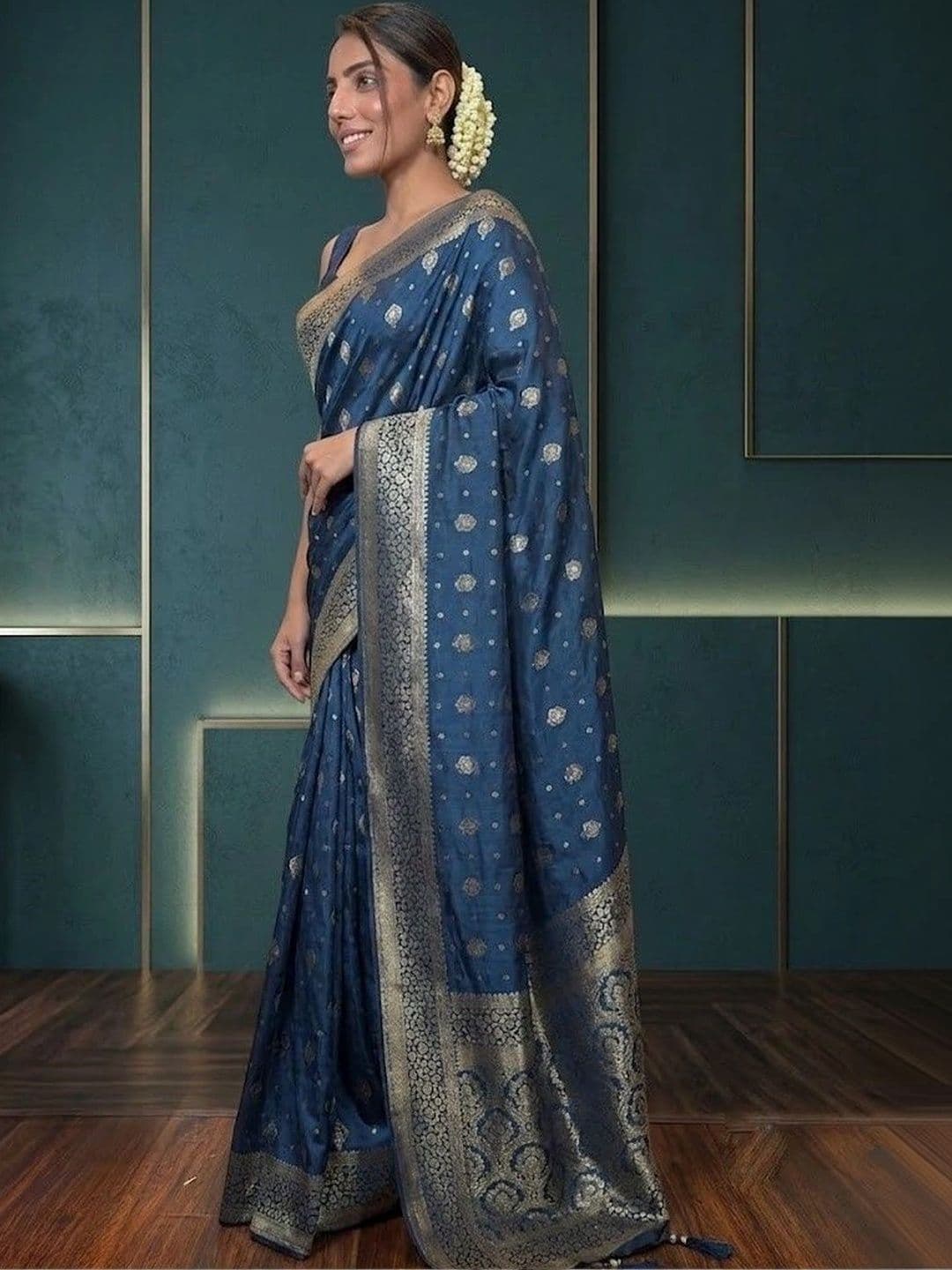 Vmdesigns Woven Design Zari Art Silk Banarasi Saree thumbnail 2