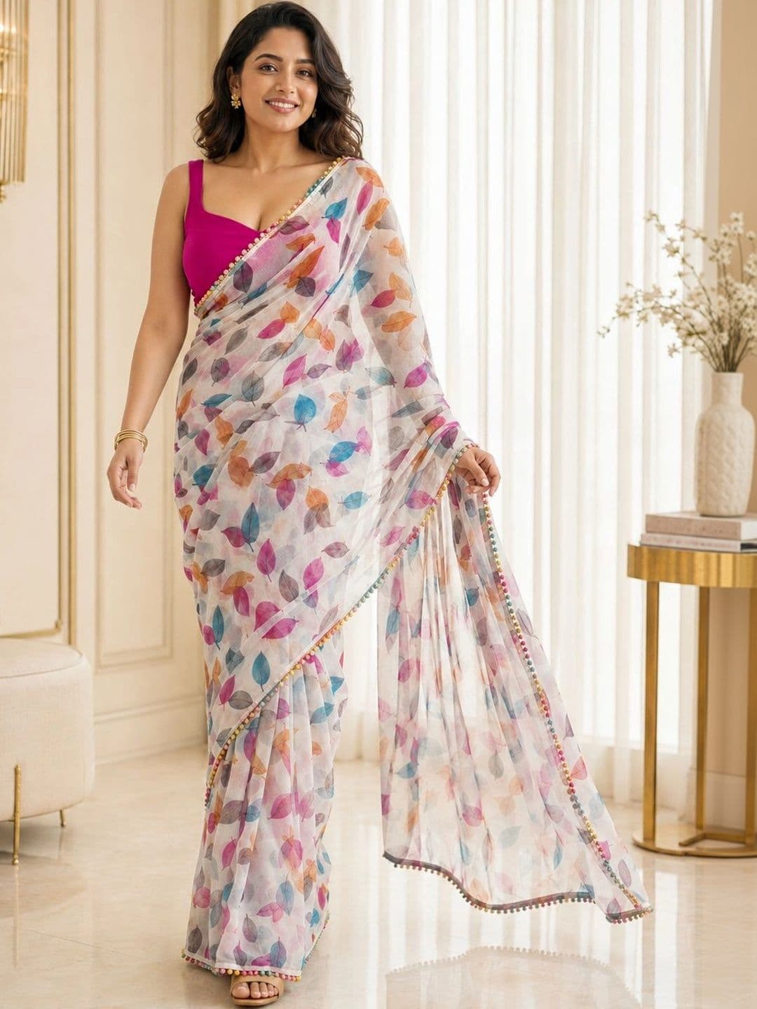 IKSHARA Pure Chiffon Saree thumbnail 6