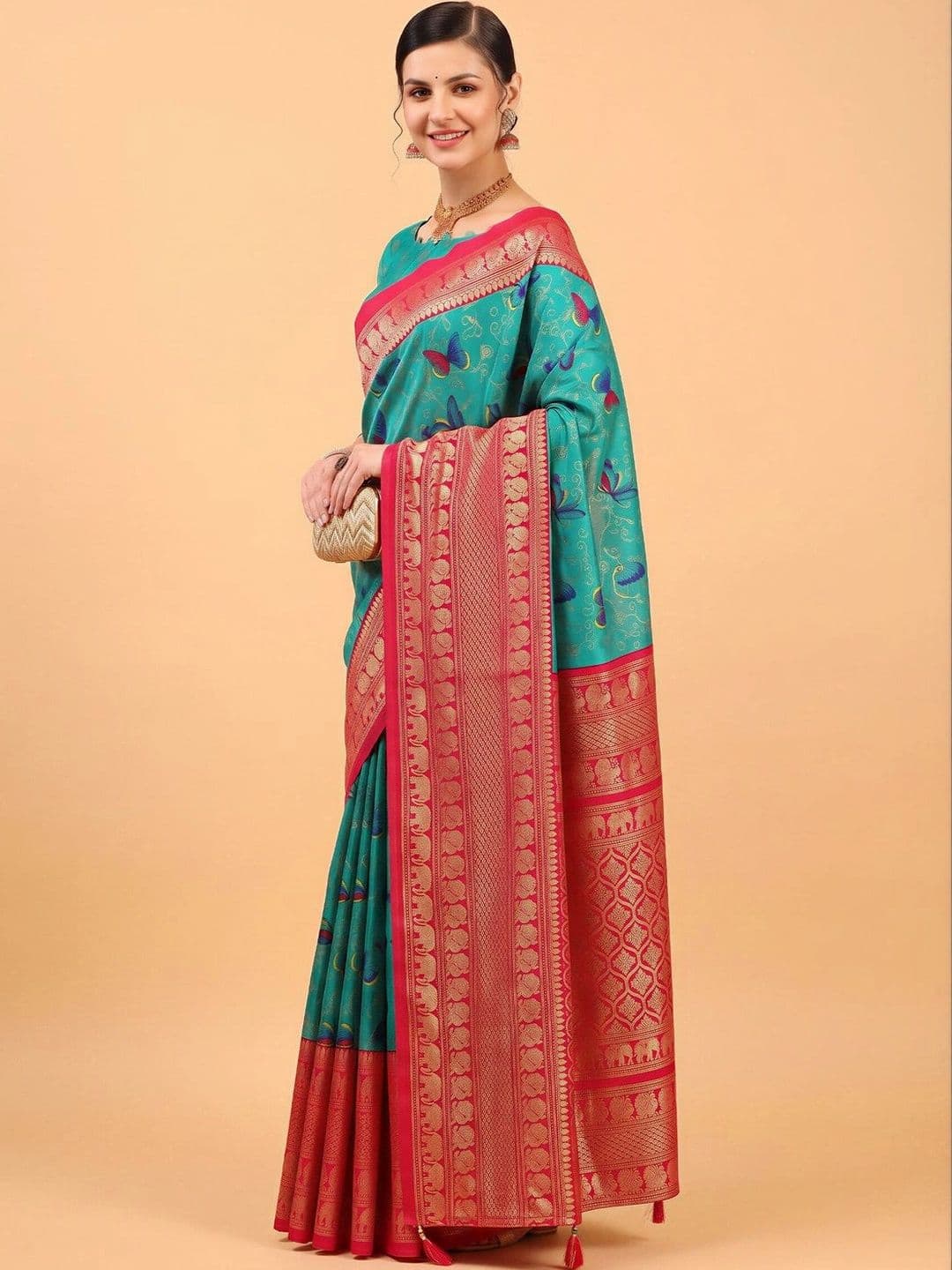 Anouk Embellished Zari Designer Banarasi Saree thumbnail 4