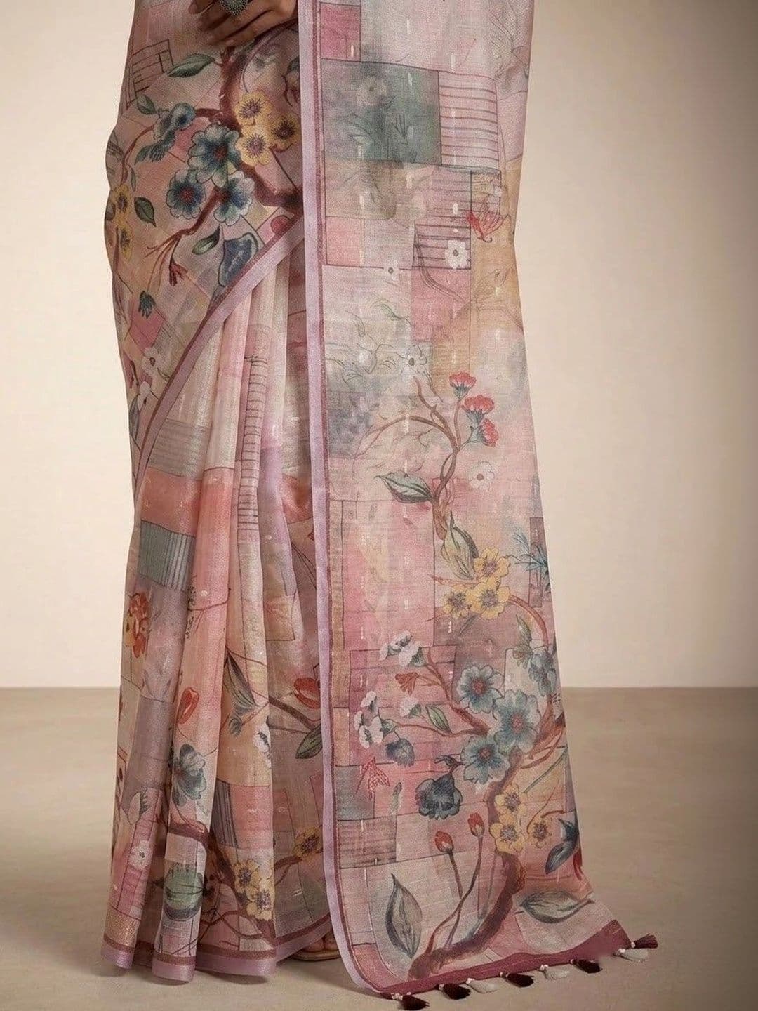 Anouk Linen Blend Saree thumbnail 4