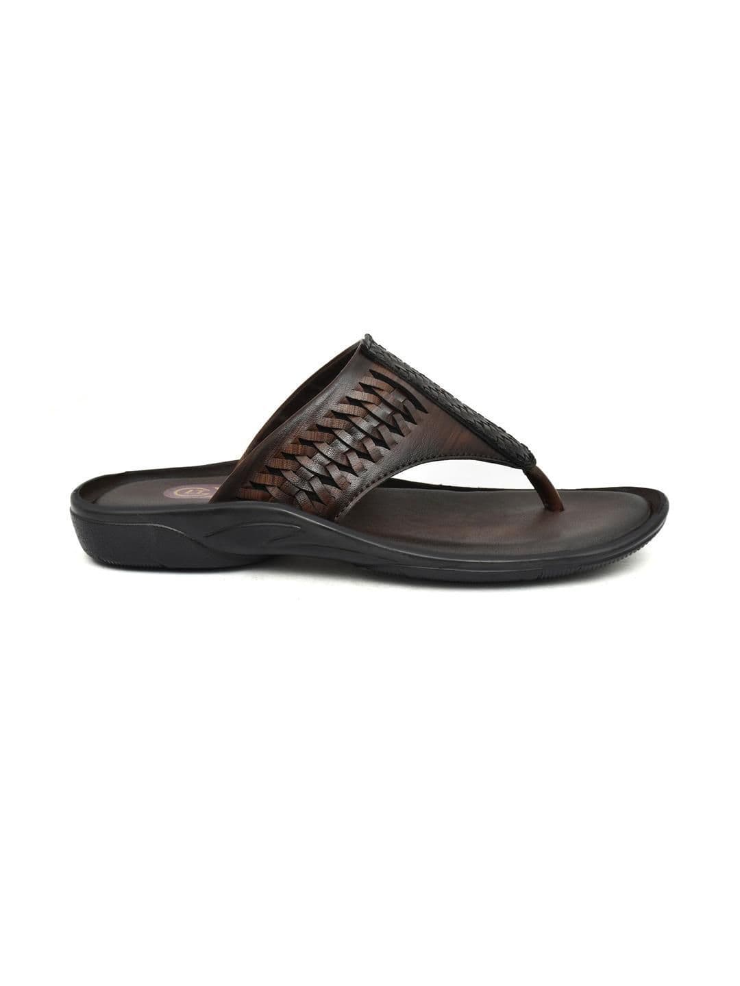 G L Trend Men's Brown Textured Comfort Thong Sandals with Adjustable Strap thumbnail 6