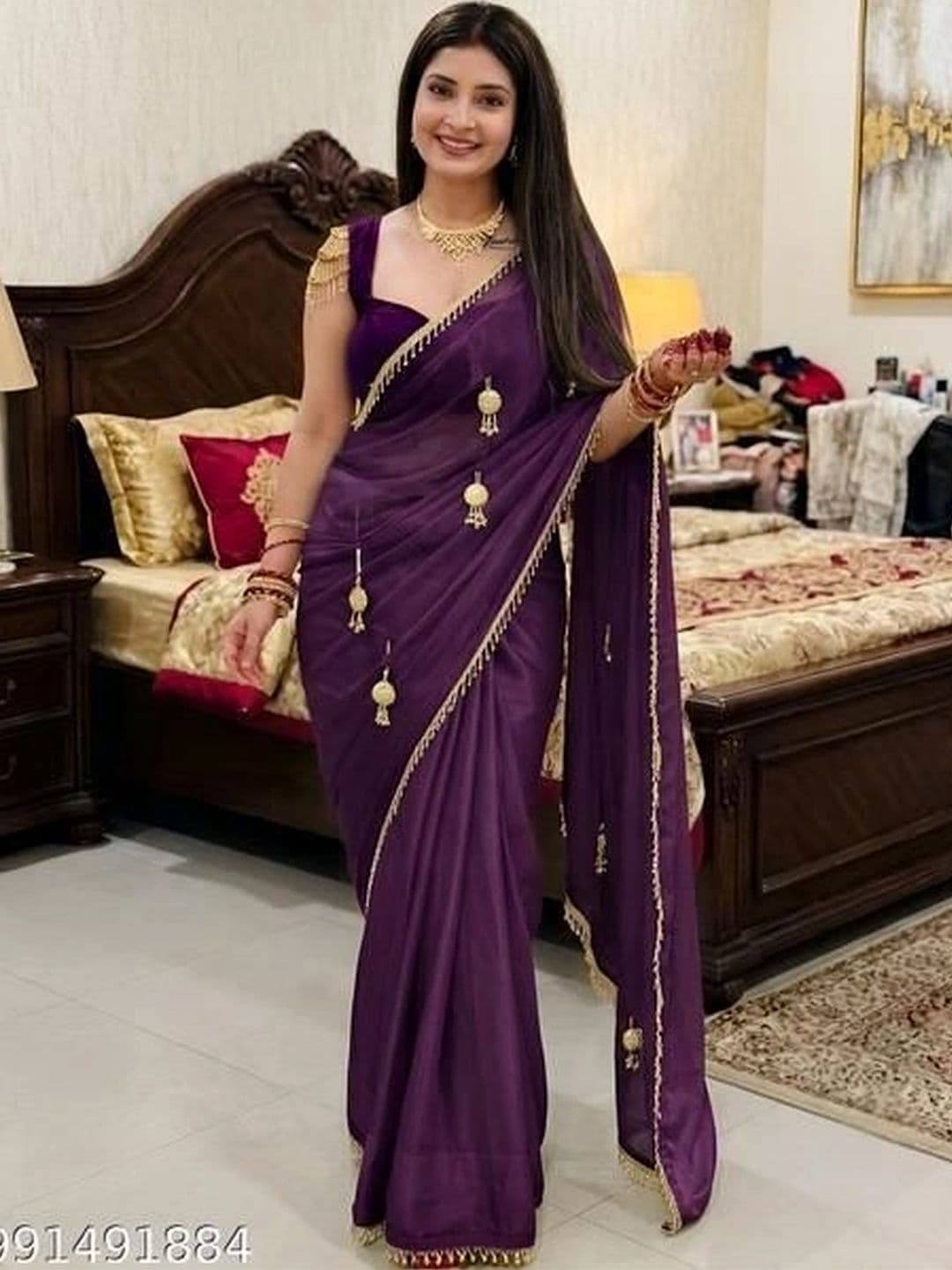 Saanvi Embroidered Silk Blend Saree - view 1
