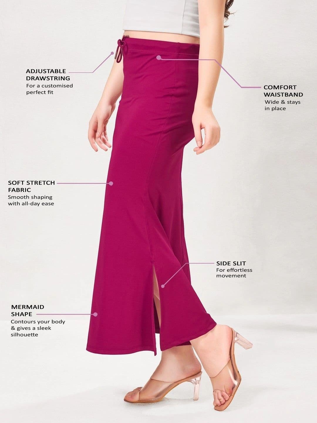 VAMAS - THE DESIGNER BLOUSES Purple Women 220GSM Stretchable Mermaid Saree Shapewear thumbnail 5