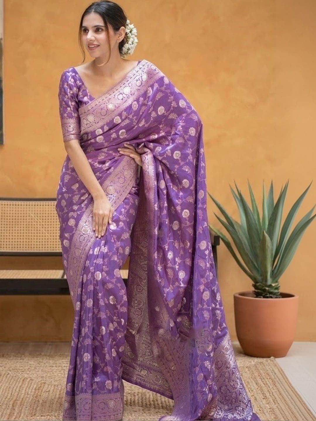AwadhiCraft Woven Design Zari Art Silk Banarasi Saree - view 1