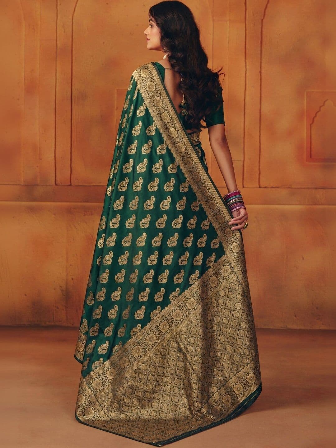 VS MALL Ethnic Motifs Zari Banarasi Saree thumbnail 3