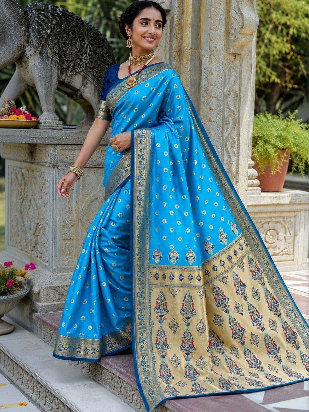 vastranagari Paisley Zari Art Silk Designer Banarasi Saree thumbnail 4