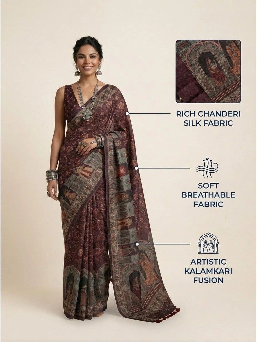 Anouk Warli Silk Blend Saree thumbnail 4