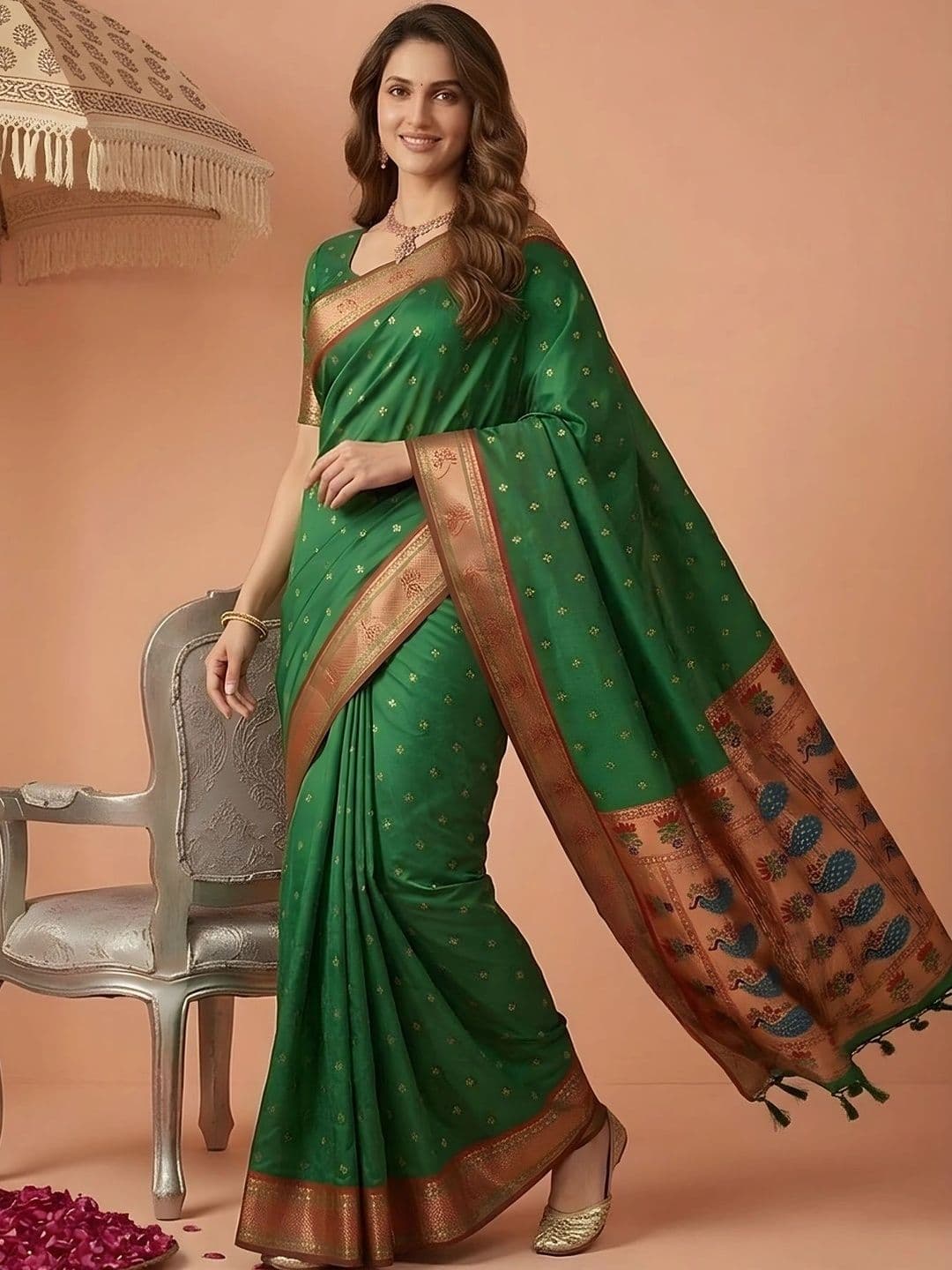 Dori women  Woven Design Zari Silk Blend Banarasi Saree - view 1