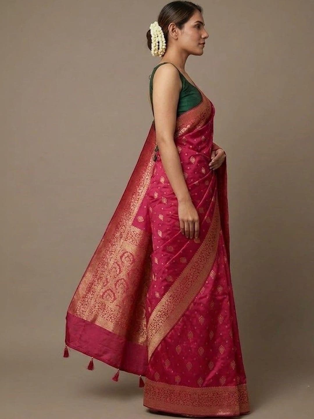 THE AQUARIUS Woven Design Zari Art Silk Banarasi Saree thumbnail 3