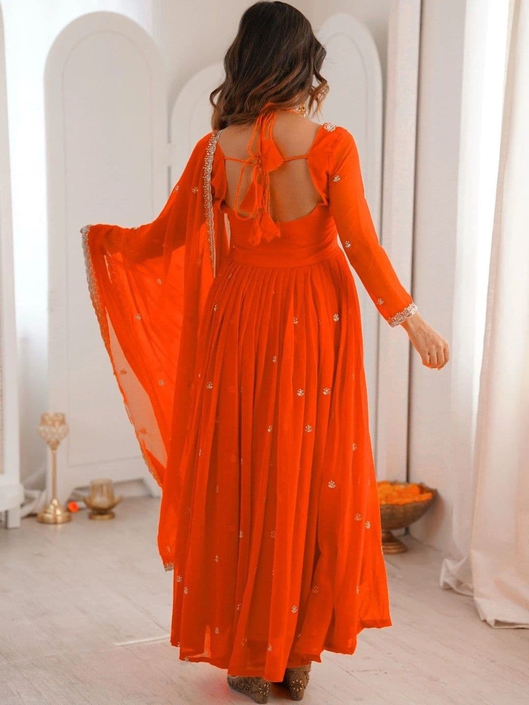 Frenzy Fusion Women Ethnic Motifs Empire Gotta Patti Kurta with Palazzos & With Dupatta thumbnail 4