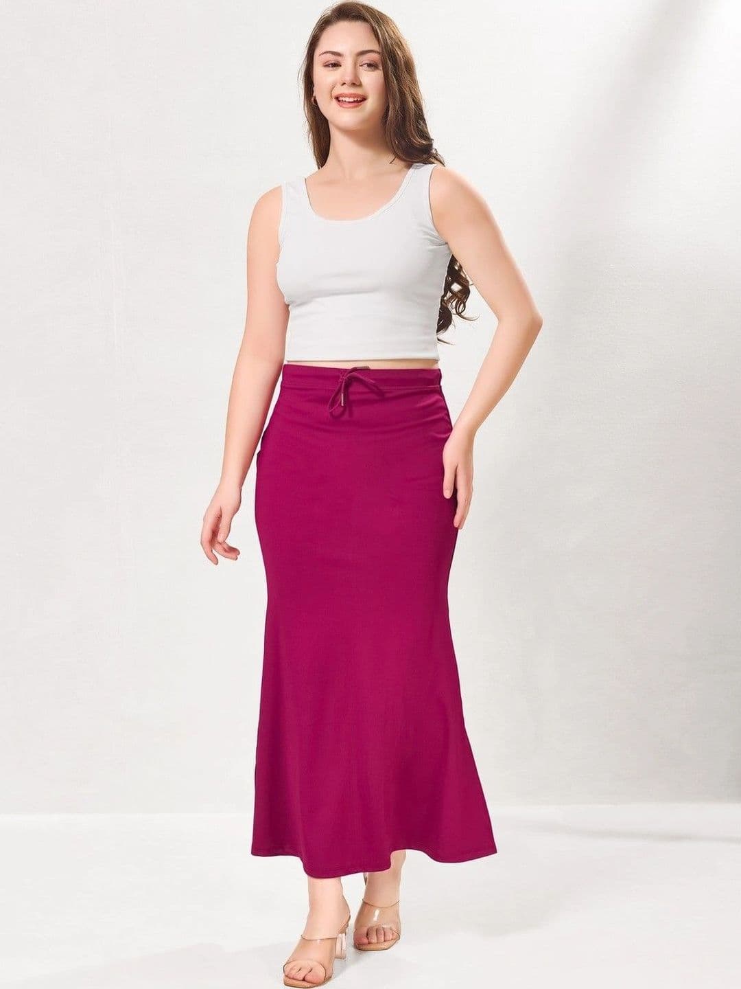 VAMAS - THE DESIGNER BLOUSES Purple Women 220GSM Stretchable Mermaid Saree Shapewear thumbnail 3
