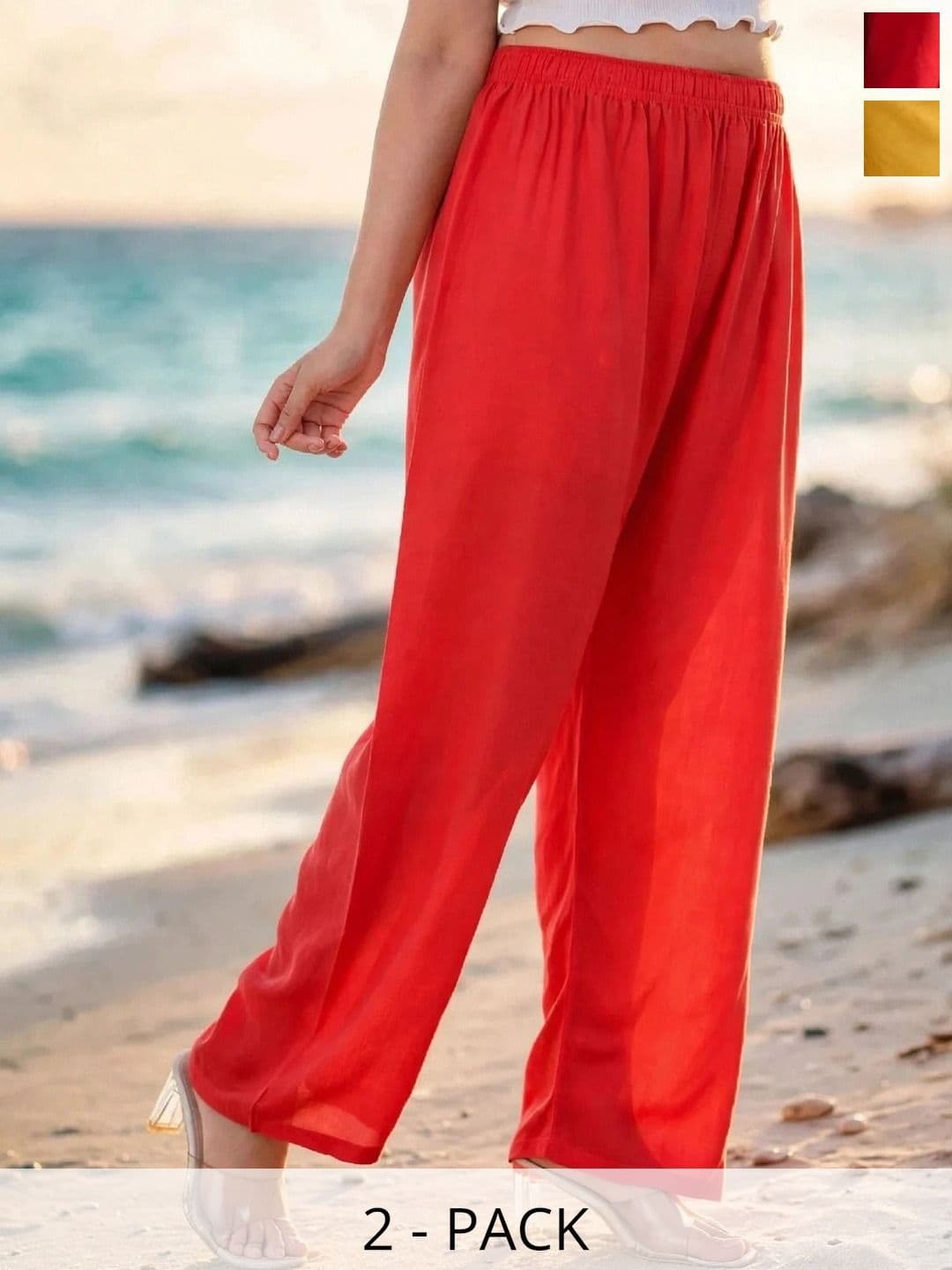 MICHAEL KOVLIN Women Pack of 2 Comfortable Trending Wide Leg Luxe Flared Palazzo - view 1
