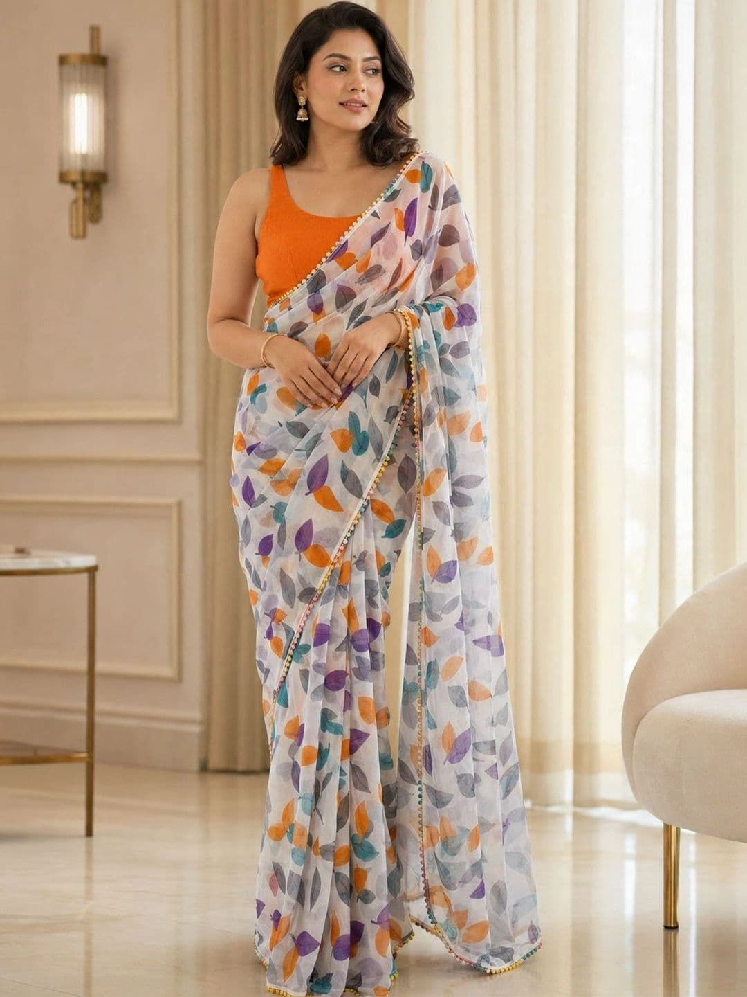 IKSHARA Pure Chiffon Saree thumbnail 2