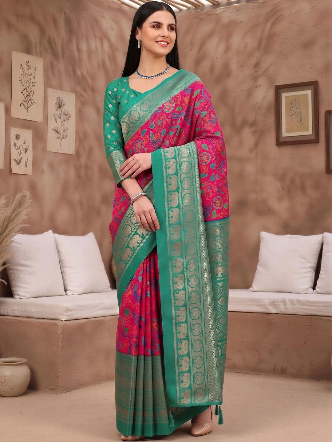 Anouk Women Woven Design Zari Designer Banarasi Saree - view 1