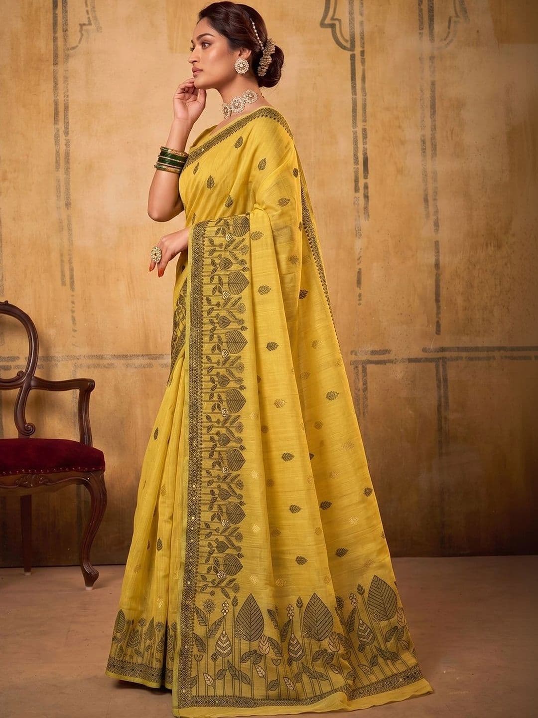 all about you Ethnic Motifs Zari Designer Saree thumbnail 5