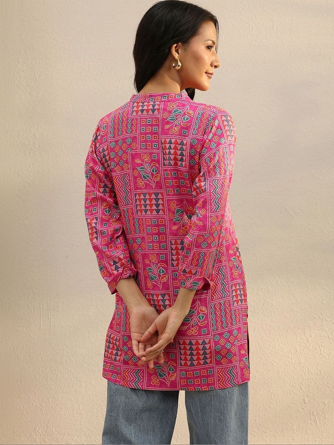 Libas Pink Multi Printed Rayon Straight Tunic thumbnail 4