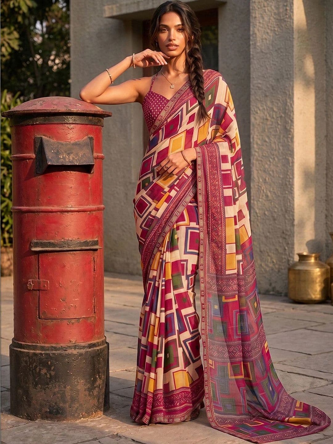 SAARA Ethnic Motifs Pure Georgette Saree - view 1