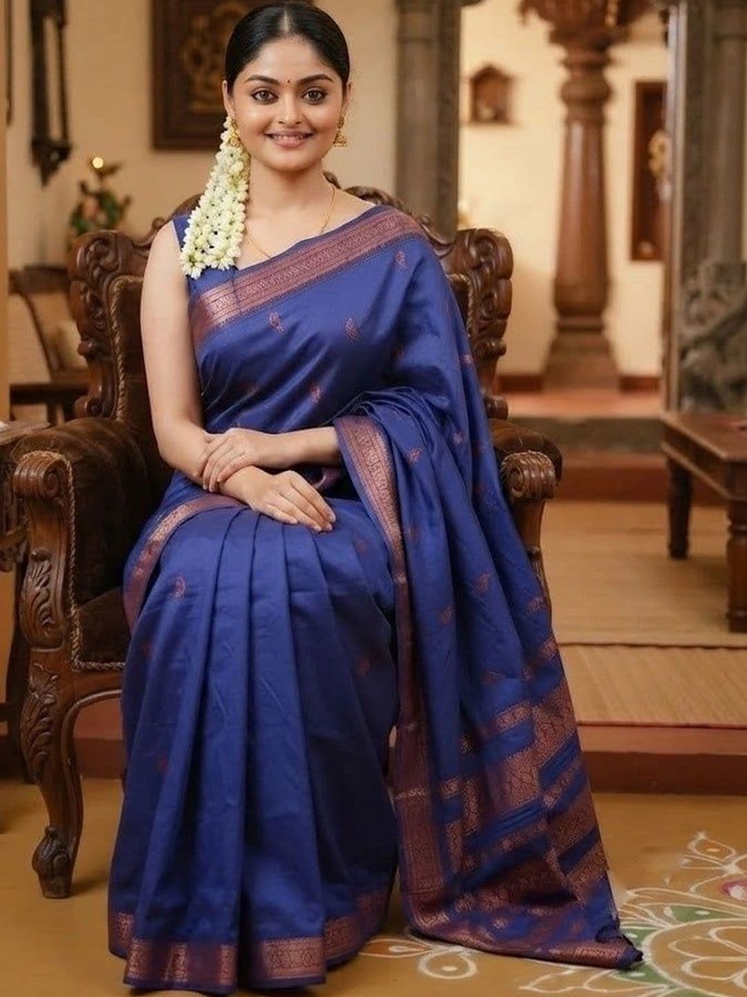 YASHASVI FASHION Striped Zari Art Silk Banarasi Saree thumbnail 2