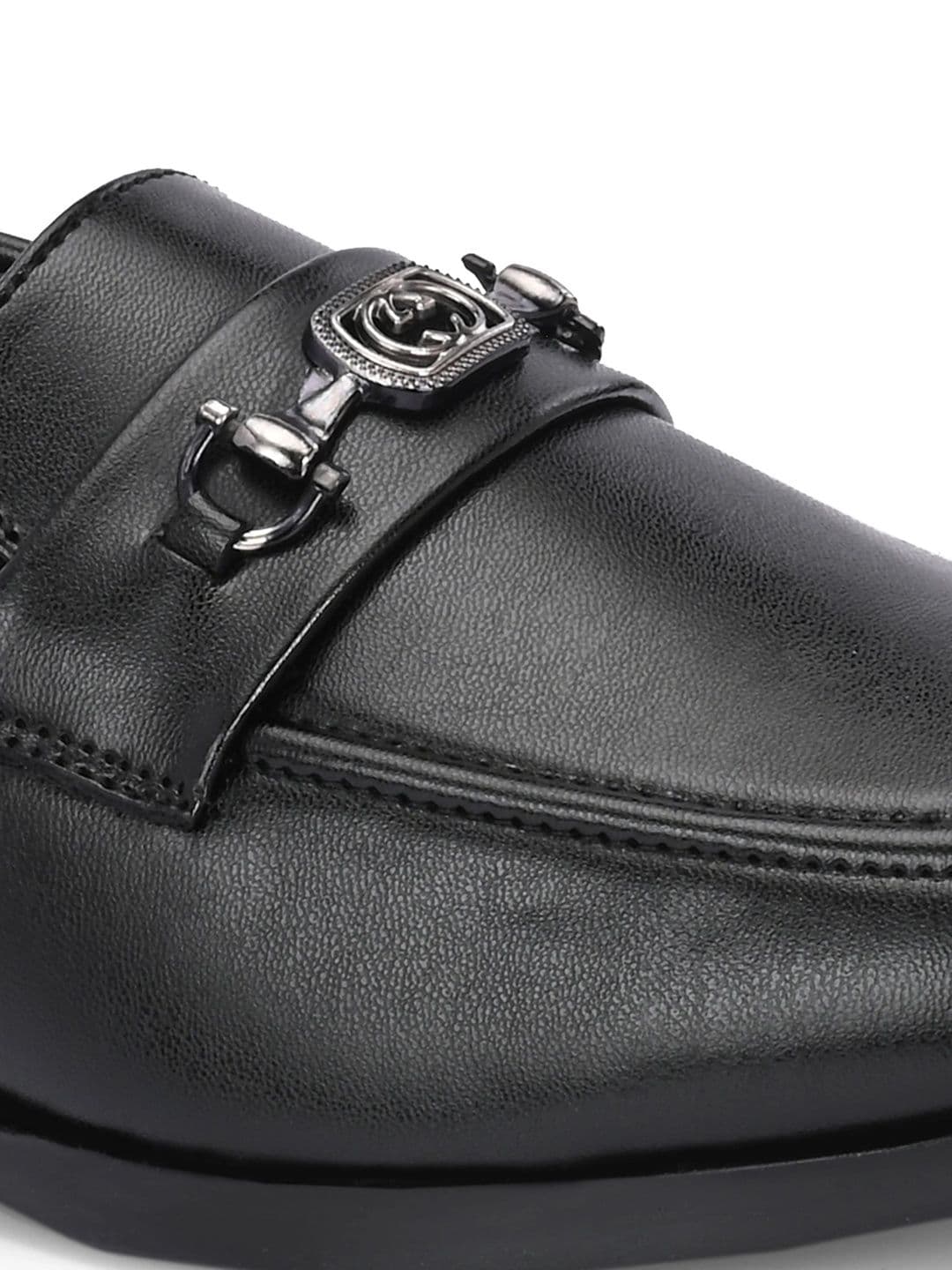 Azzaro Black Synthetic Leather Round Toe Slip-On Formal Loafers thumbnail 5
