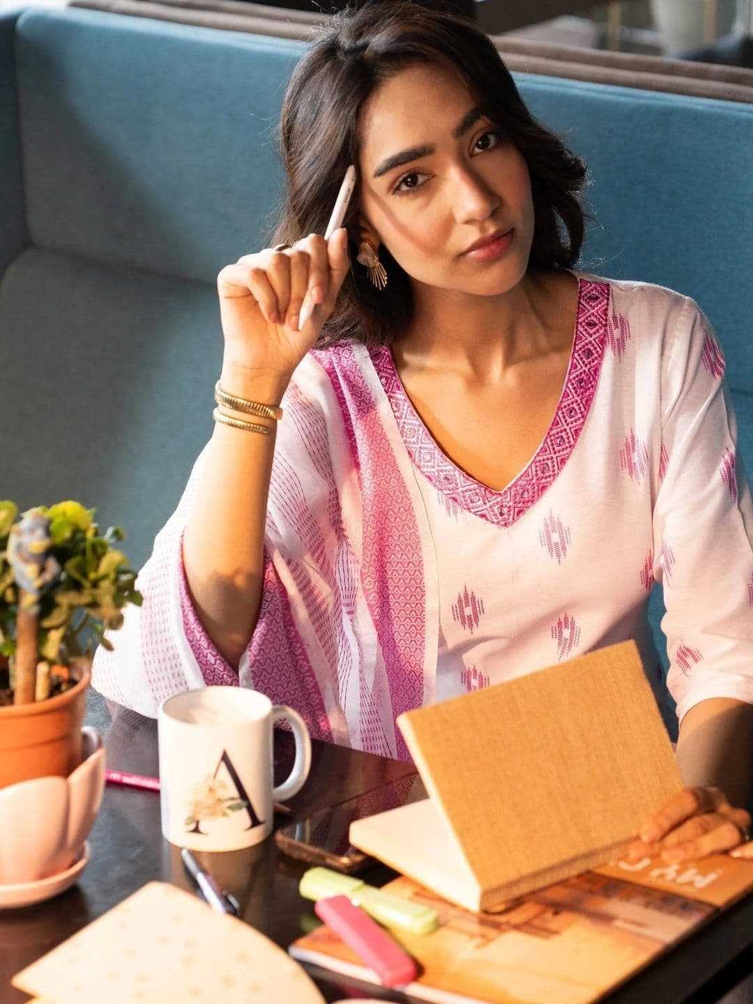 Libas Women Regular Thread Work Kurta with Salwar & With Dupatta - view 1