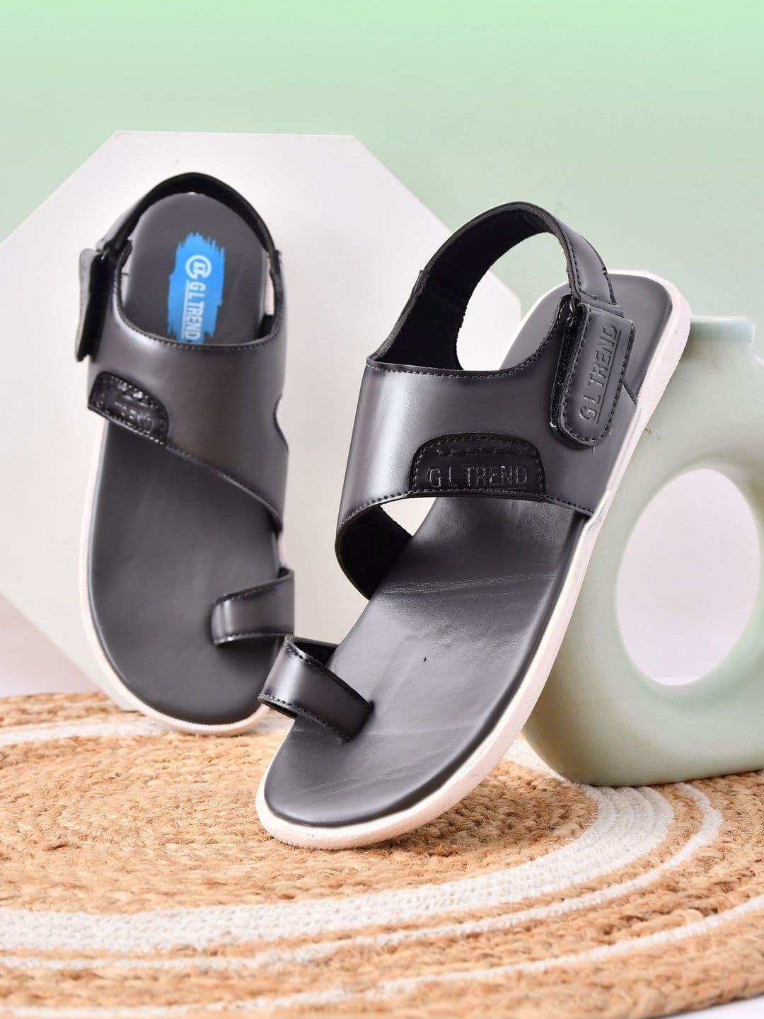 G L Trend Men's Grey Casual Comfort Open Toe Slip-On Sandals - view 1