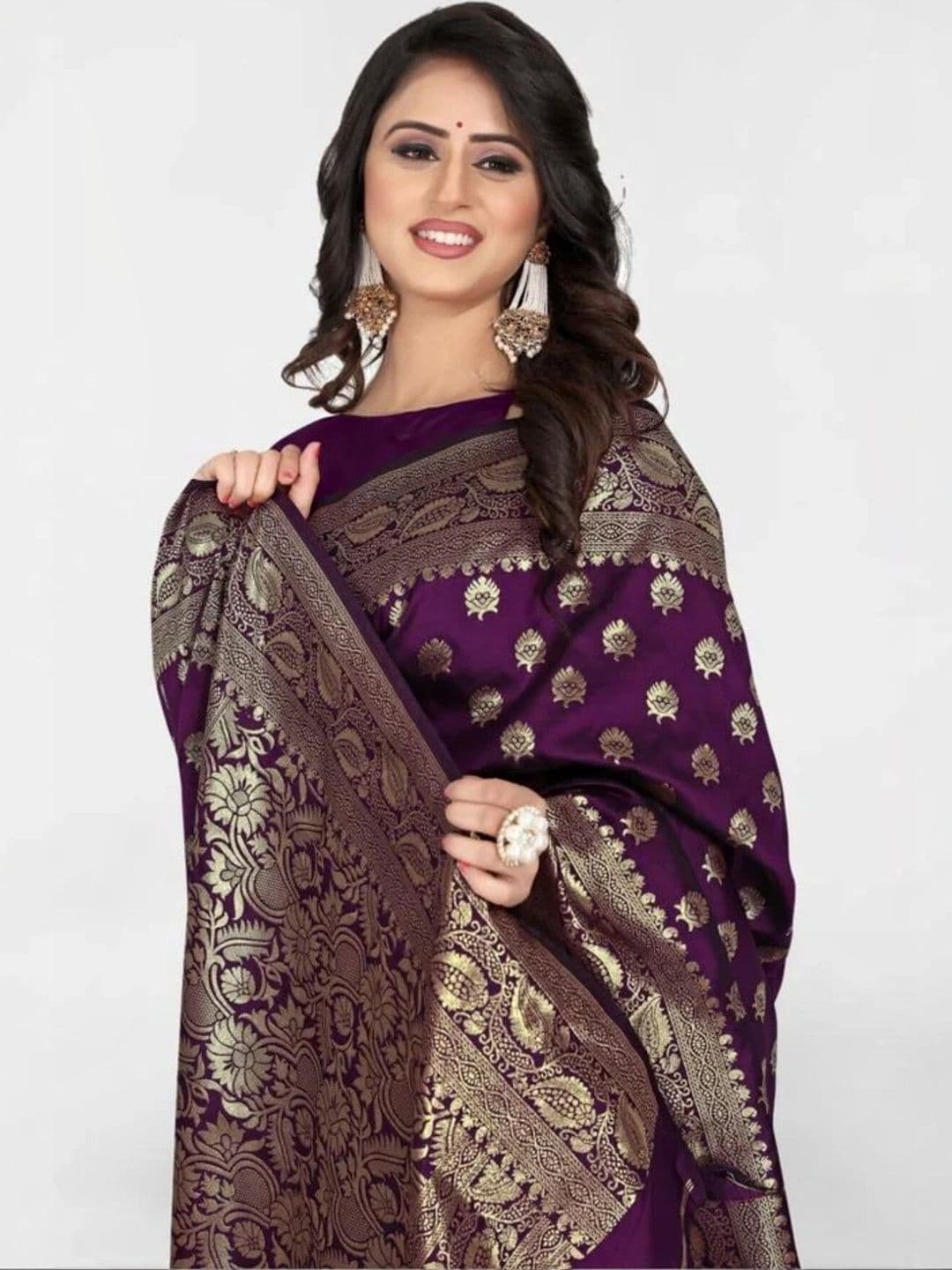 VS MALL Ethnic Motifs Zari Banarasi Saree thumbnail 5