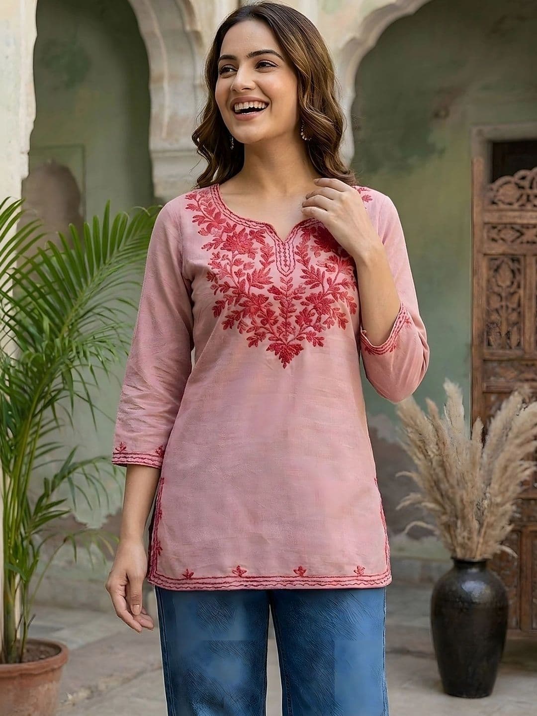 Sangria Women Ethnic Motifs Embroidered Thread Work Kurta thumbnail 5