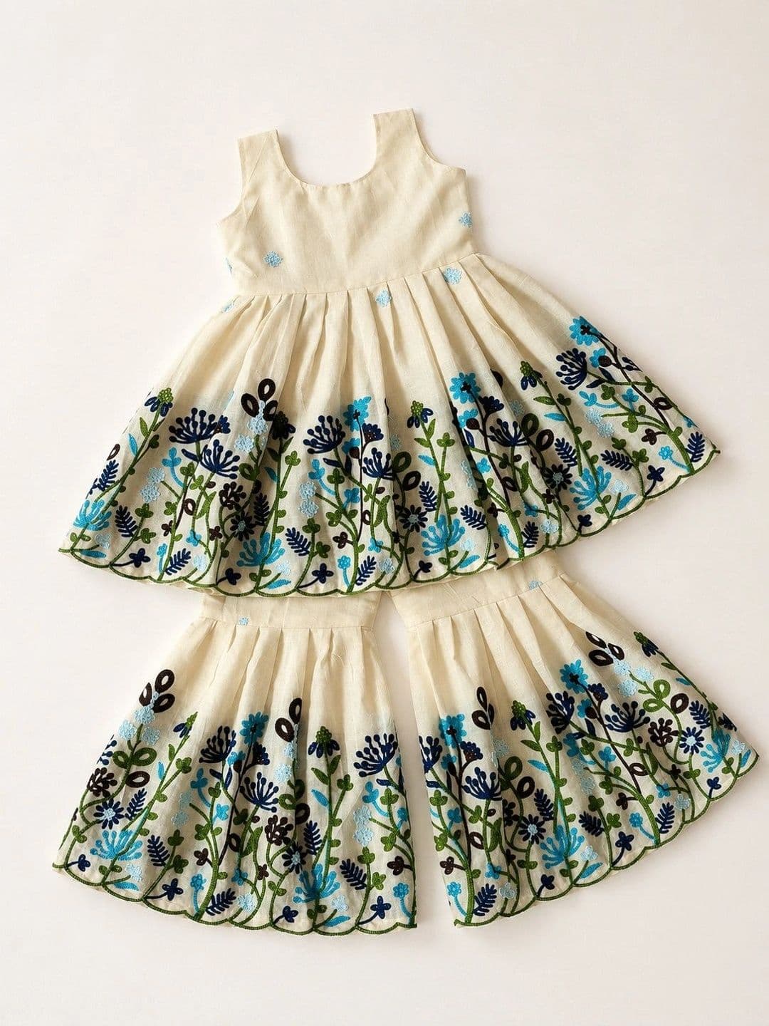 Poppy & Munchkin Girls Embroidered Thread Work Ready to Wear Lehenga thumbnail 2