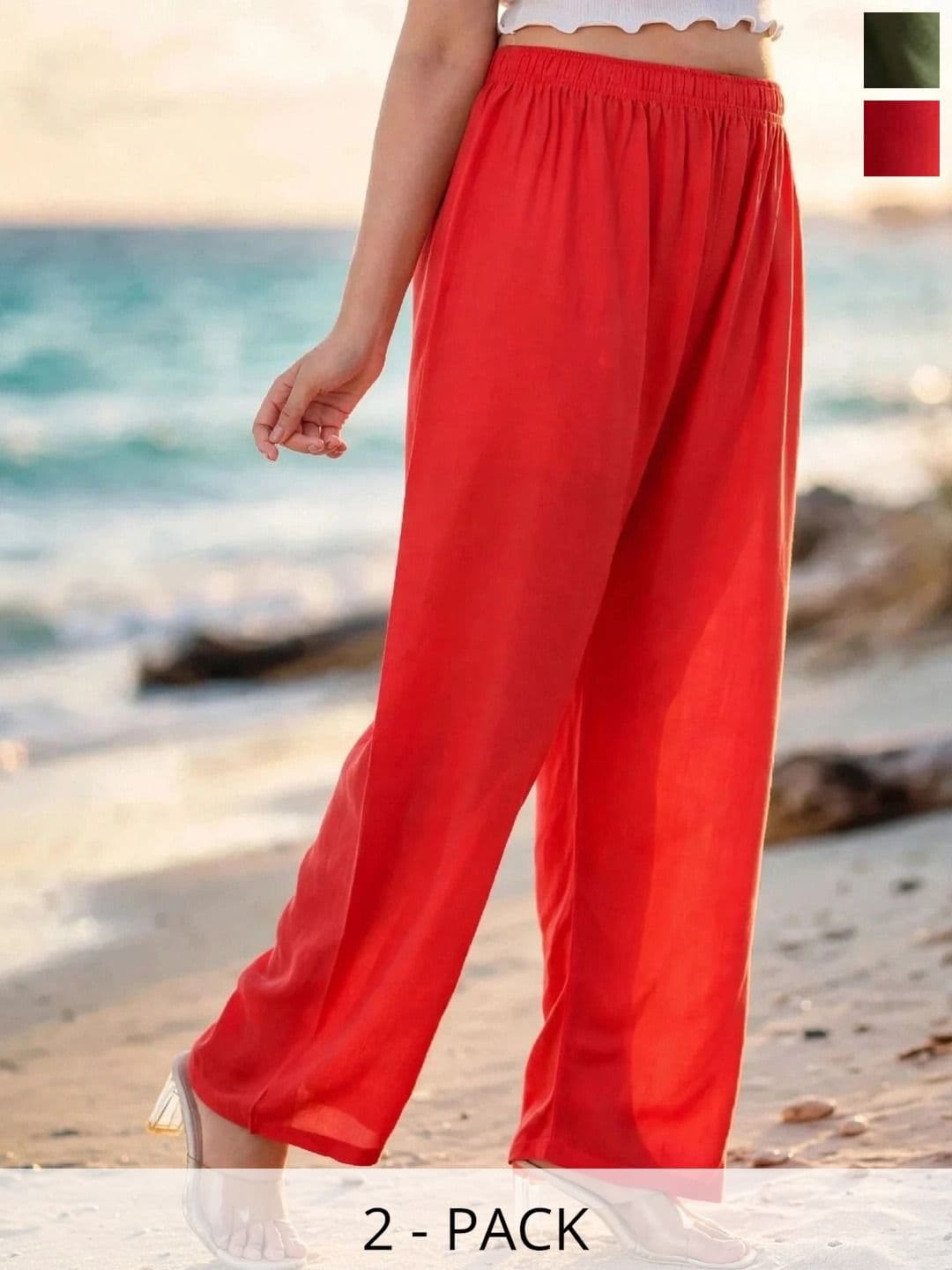 MICHAEL KOVLIN Women Pack of 2 Comfortable  Trending Wide Leg Luxe Flared Palazzo - view 1