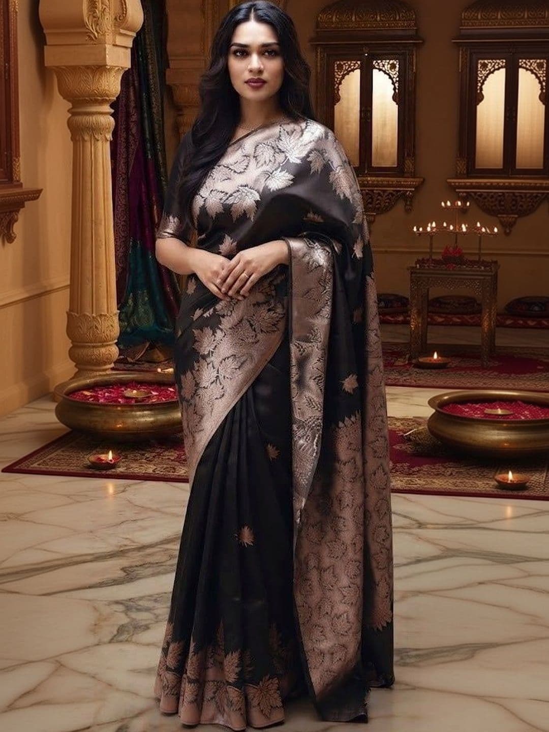 AmiFashion Woven Design Zari Art Silk Banarasi Saree - view 1
