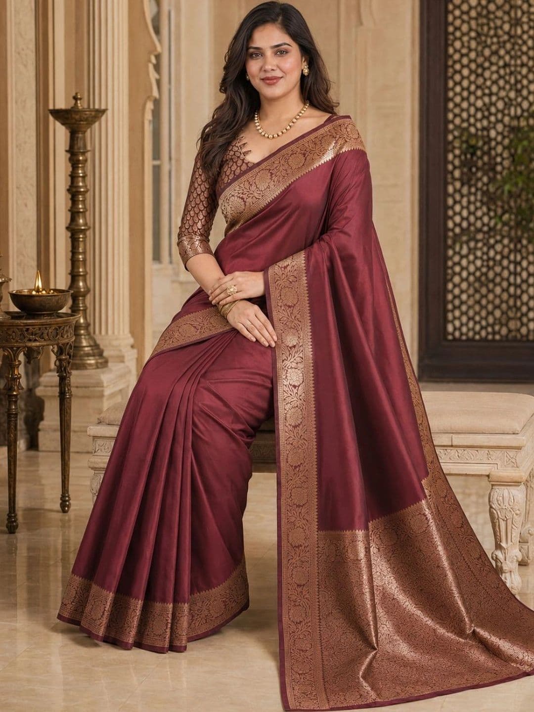 IKSHARA Woven Design Zari Art Silk Banarasi Saree thumbnail 6