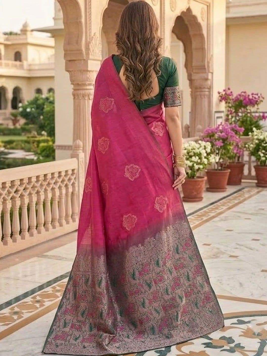 Okom Woven Design Zari Art Silk Banarasi Saree thumbnail 4