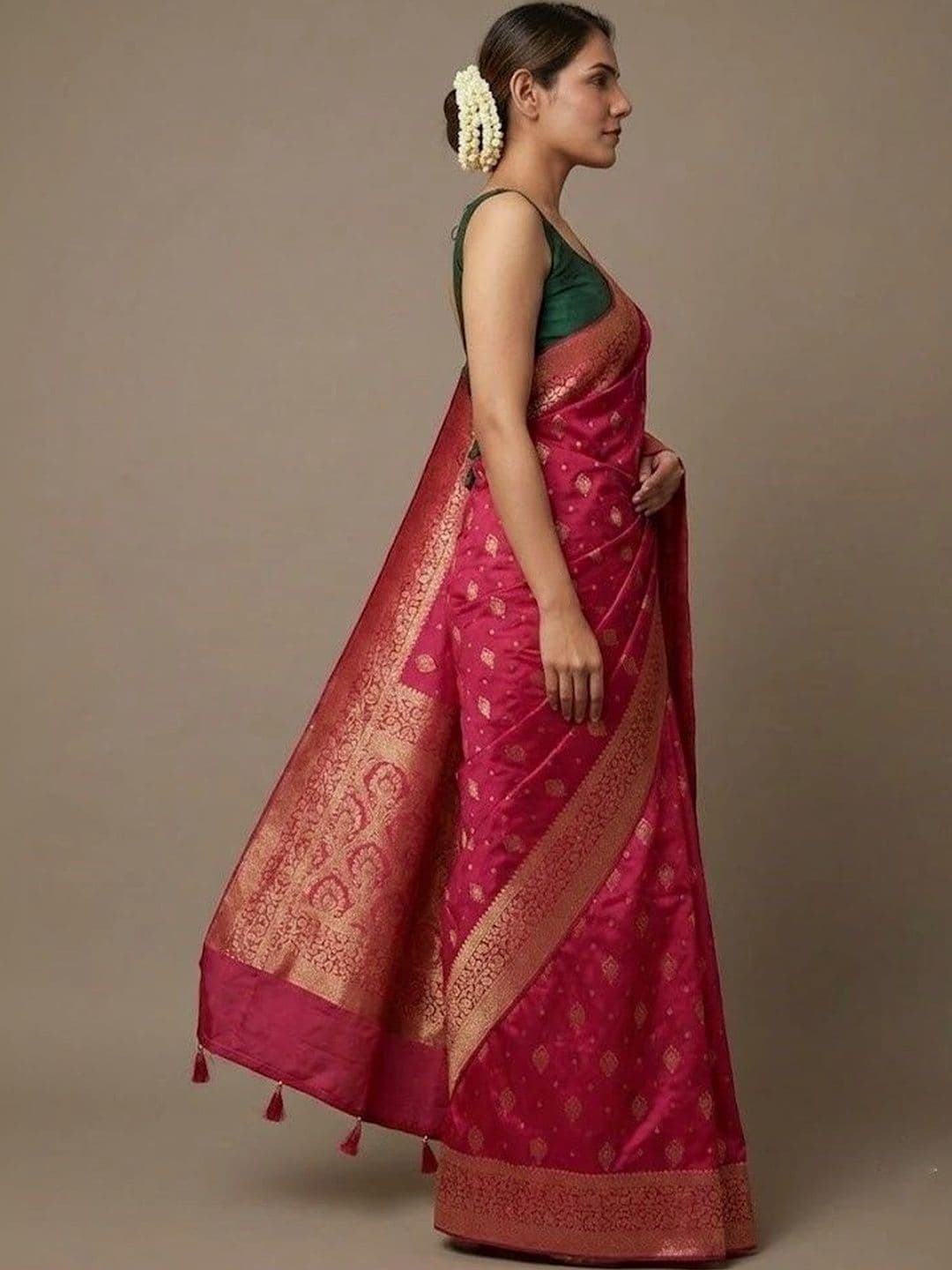 AAVEE Woven Design Zari Art Silk Banarasi Saree thumbnail 4