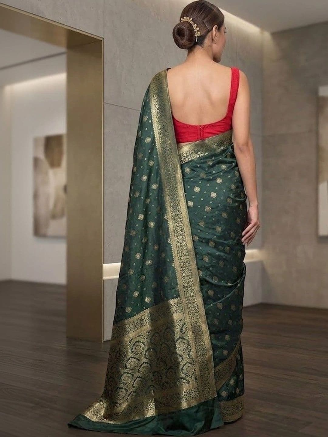 AJ FASHION PLUS Woven Design Zari Art Silk Banarasi Saree thumbnail 3