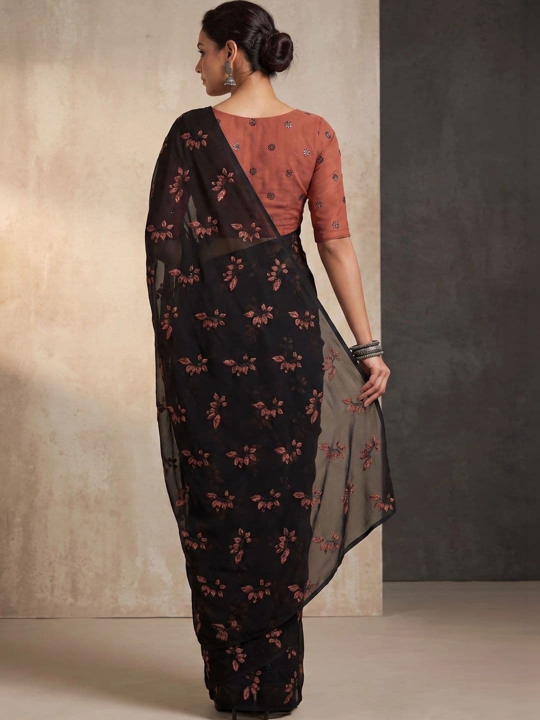 Sangria Embroidered Poly Chiffon Designer Saree thumbnail 2