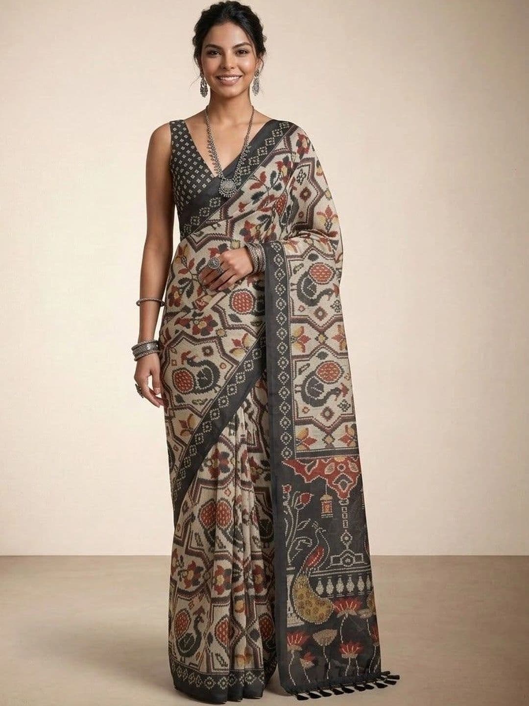 Anouk Kalamkari Silk Blend Saree - view 1