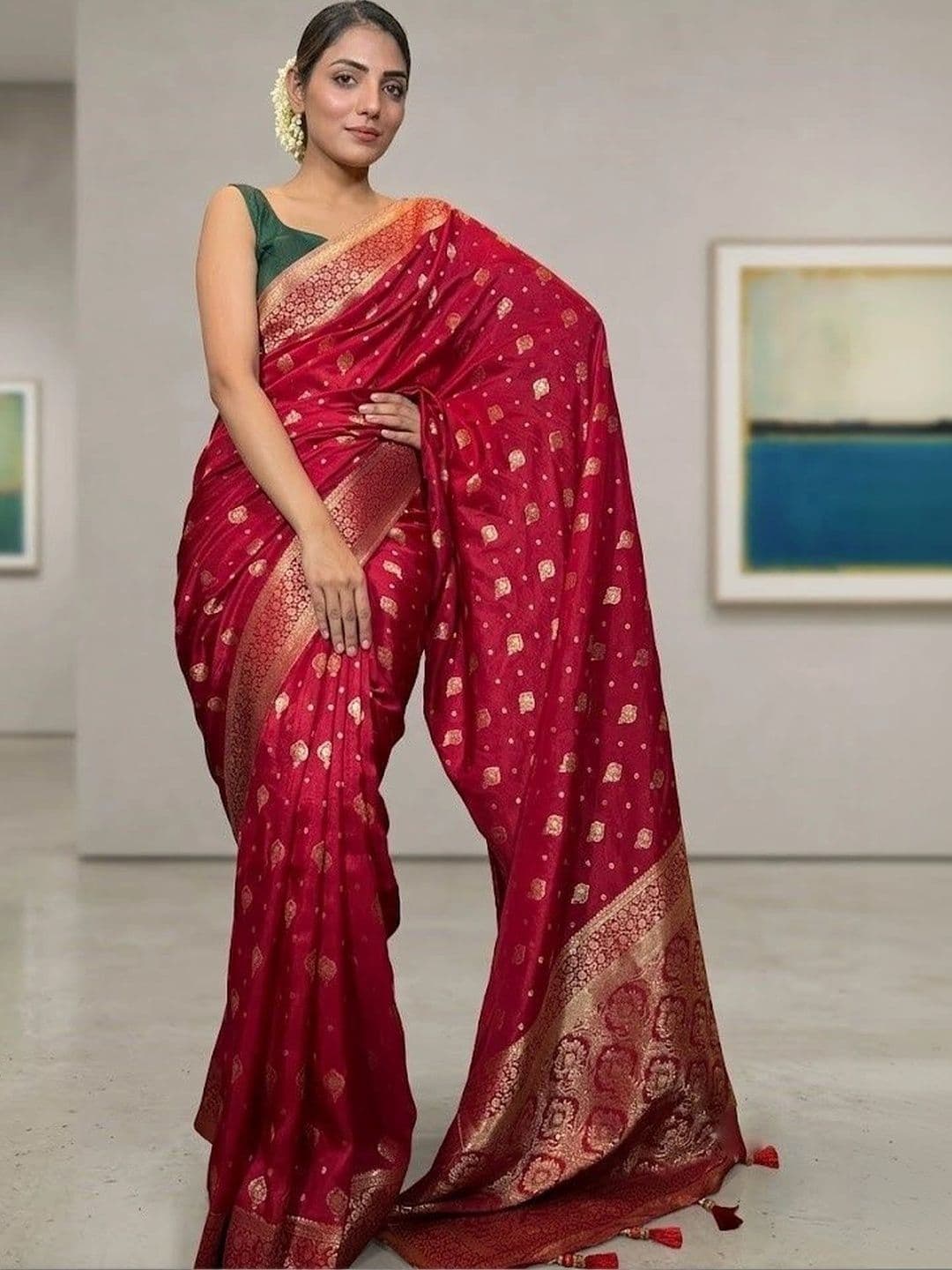 AJ FASHION PLUS Woven Design Zari Art Silk Banarasi Saree - view 1