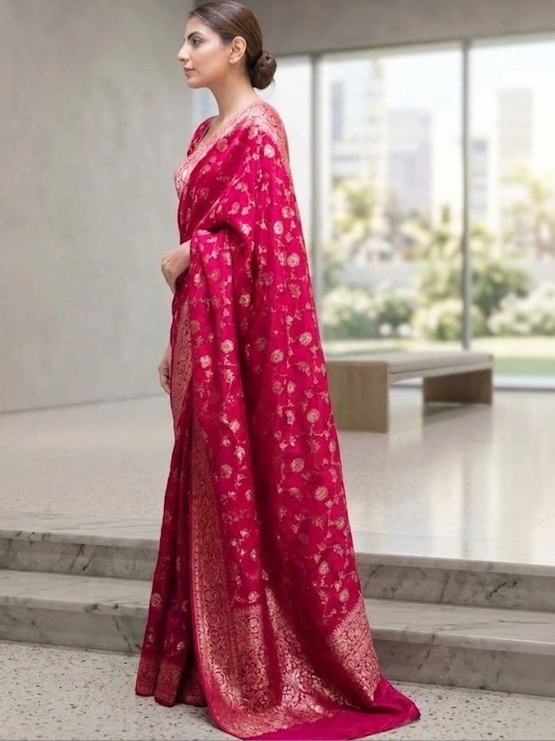 GMK Fashions Woven Design Zari Art Silk Banarasi Saree thumbnail 4