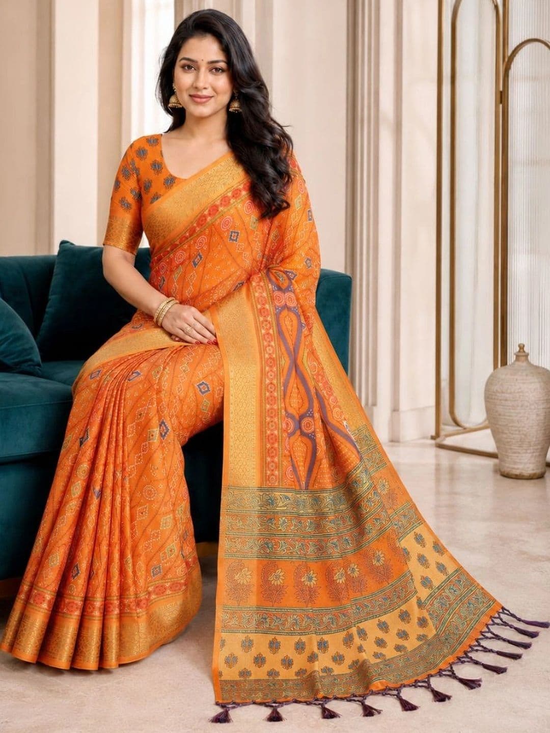 IKSHARA Bandhani Silk Cotton Saree thumbnail 4