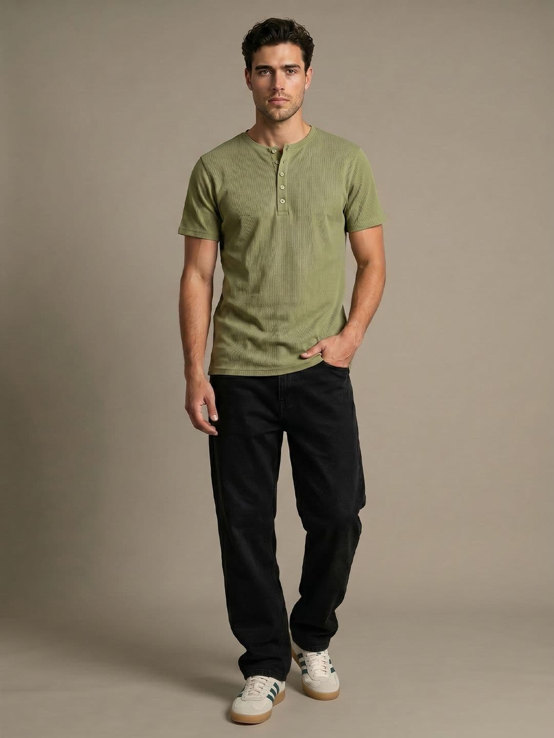 glitchez Men Henley Neck T-shirt thumbnail 3