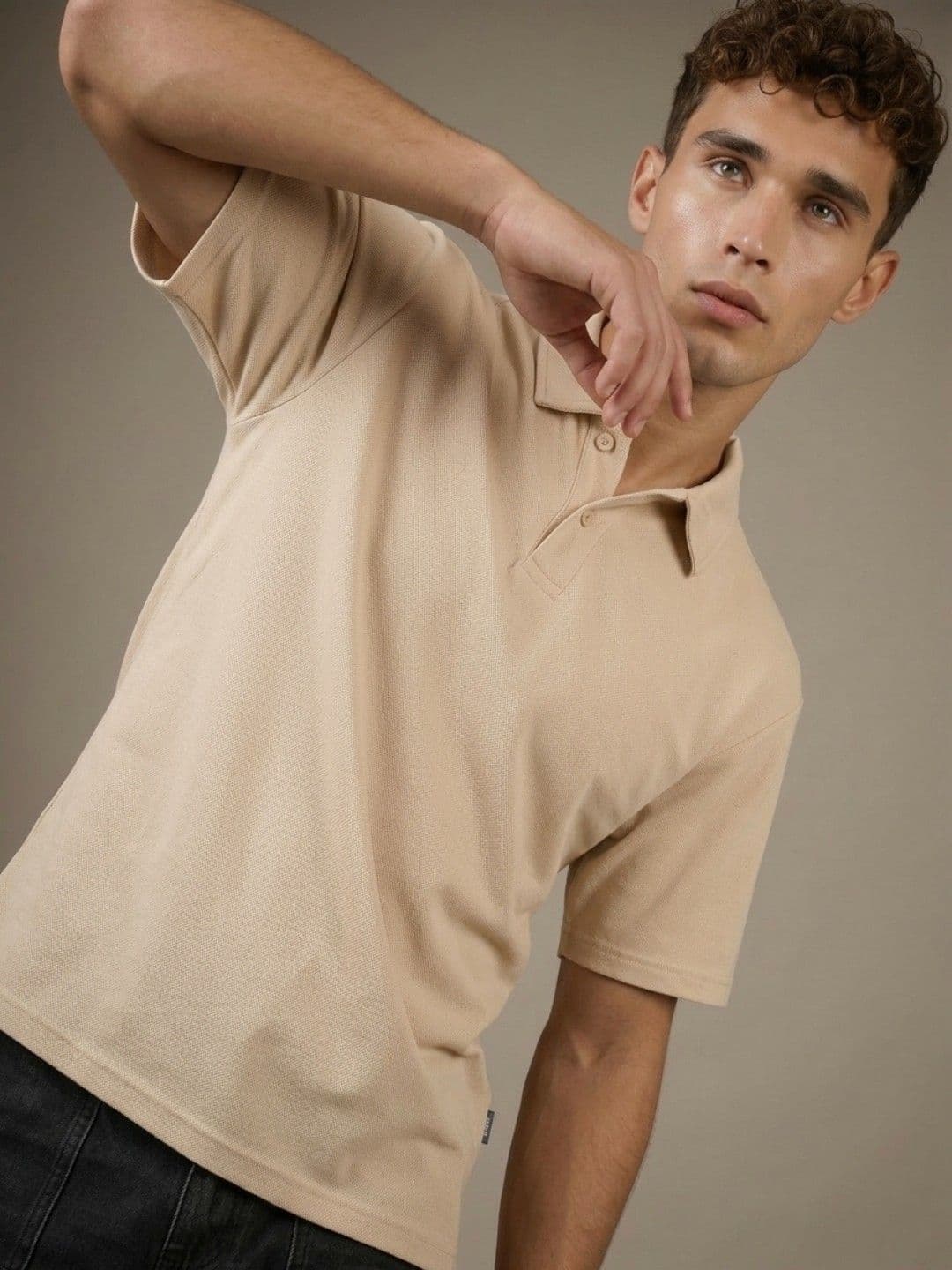 glitchez Polo Collar Drop-Shoulder Sleeves T-shirt - view 1