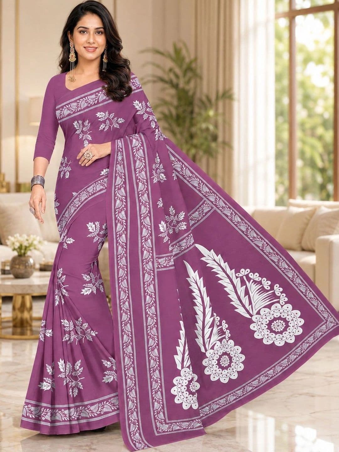 Karishma Floral Pure Cotton Bandhani Saree thumbnail 3
