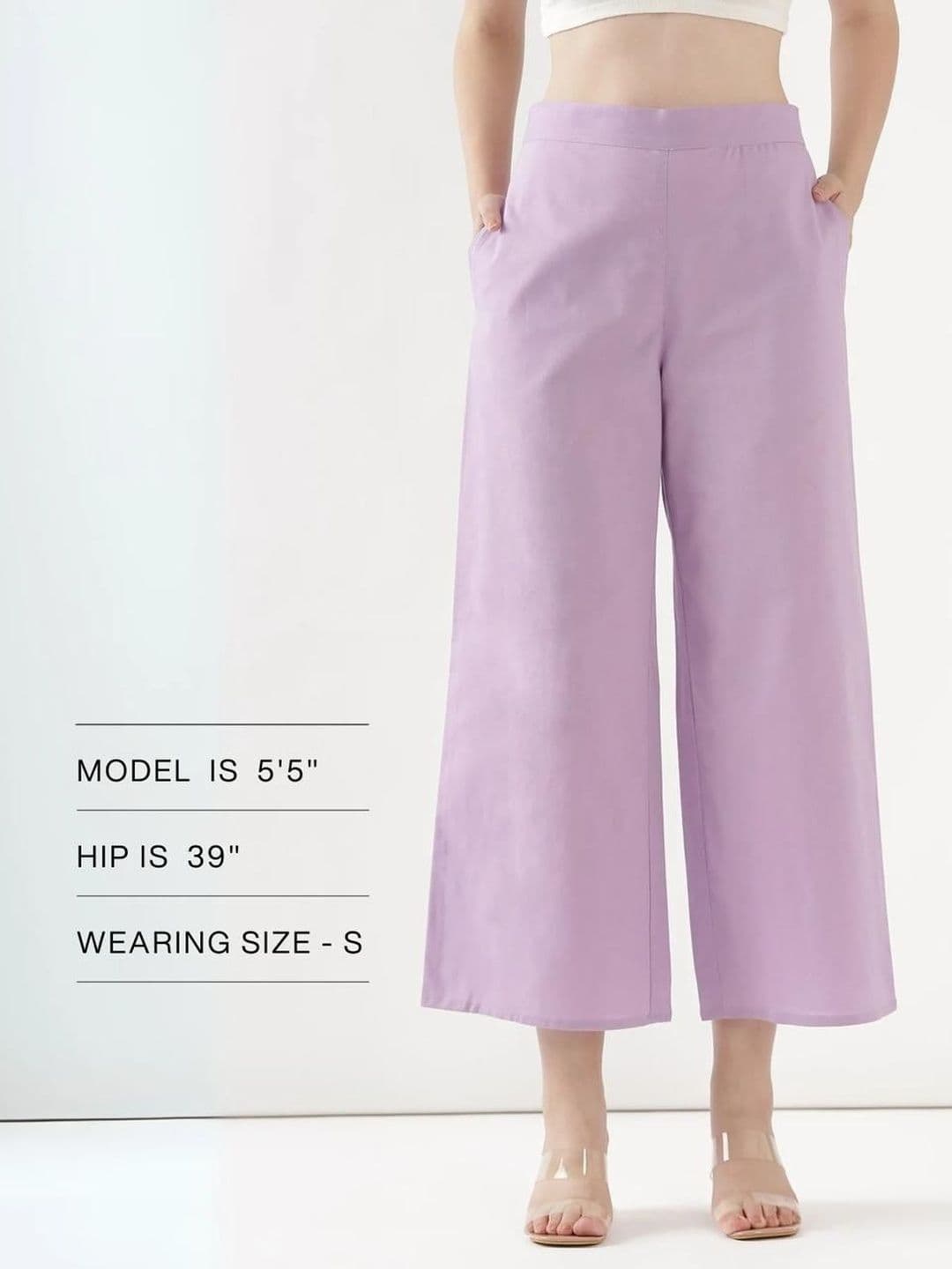 AMIRAS INDIAN ETHNIC WEAR Women Lilac Mid-Rise Cotton Comfort Straight Fit Pocket Trousers thumbnail 4